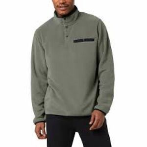 32 Degrees Heat Mens XL Fleece Pullover Snap Neck Olive Green